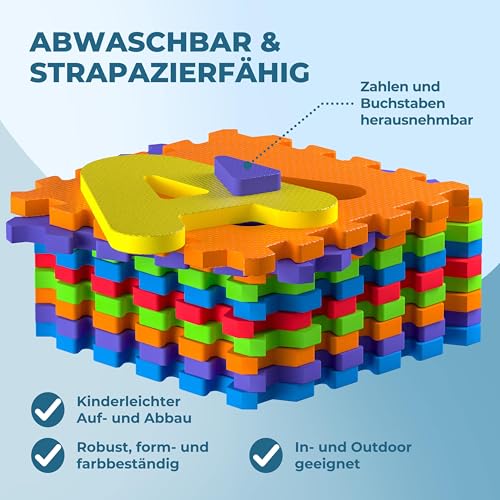 SPIELWERK 86-teilige Puzzlematte Baby Bunt