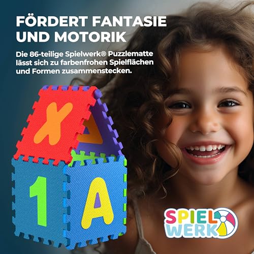 SPIELWERK 86-teilige Puzzlematte Baby Bunt