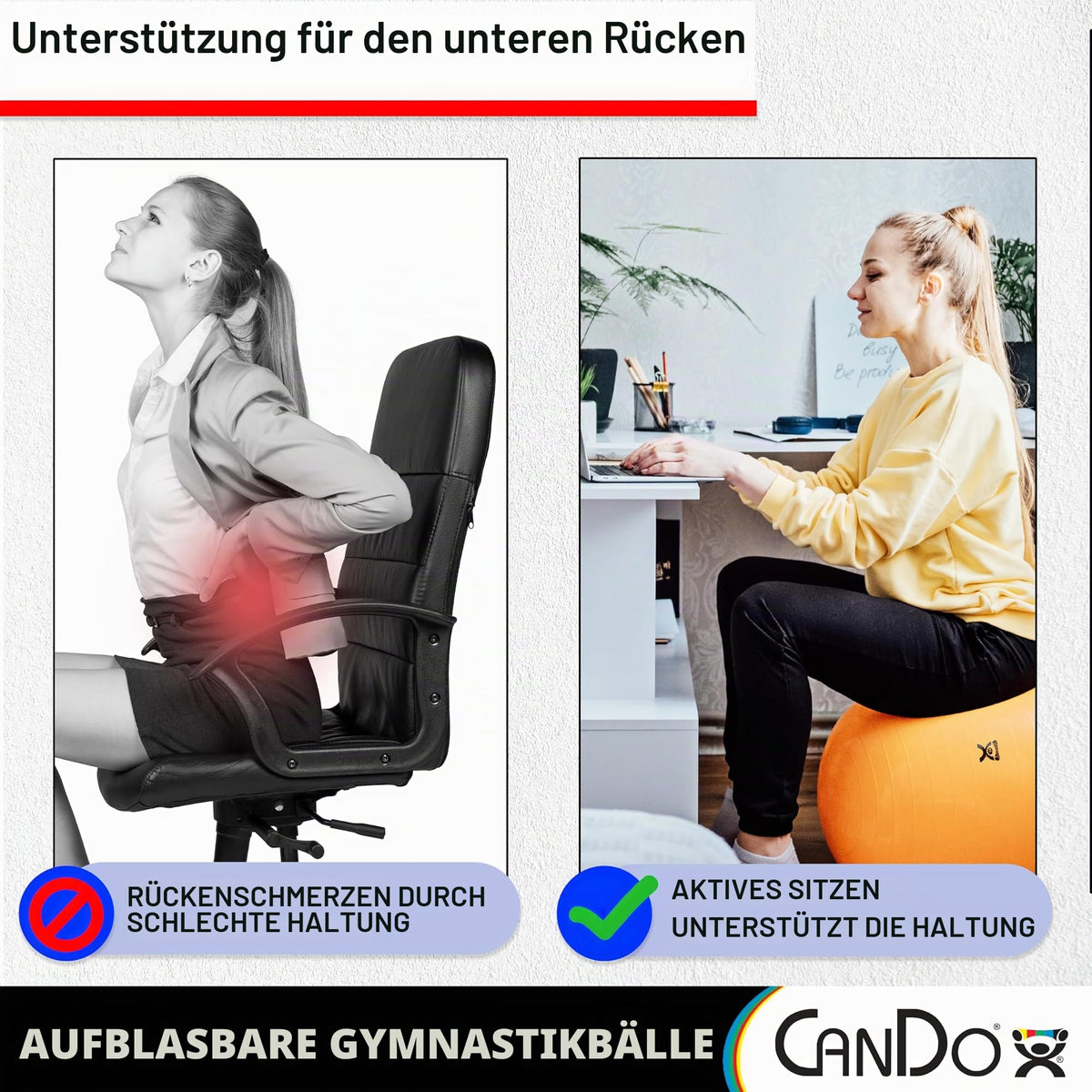 CanDo Gymnastikball 30-1800 - Trainingsball - Sitzball, Durchmesser 30 cm, blau ,
