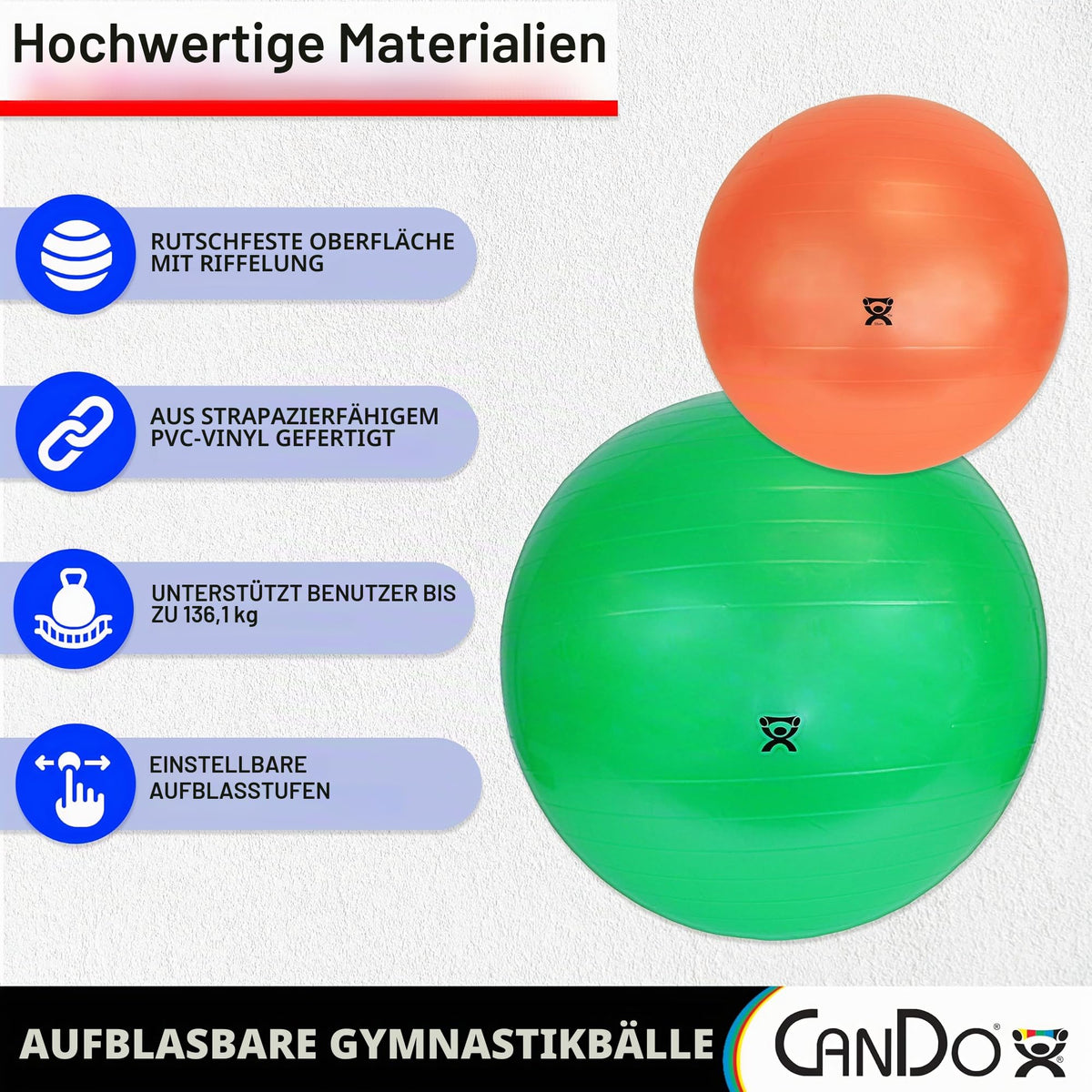 CanDo Gymnastikball 30-1800 - Trainingsball - Sitzball, Durchmesser 30 cm, blau ,