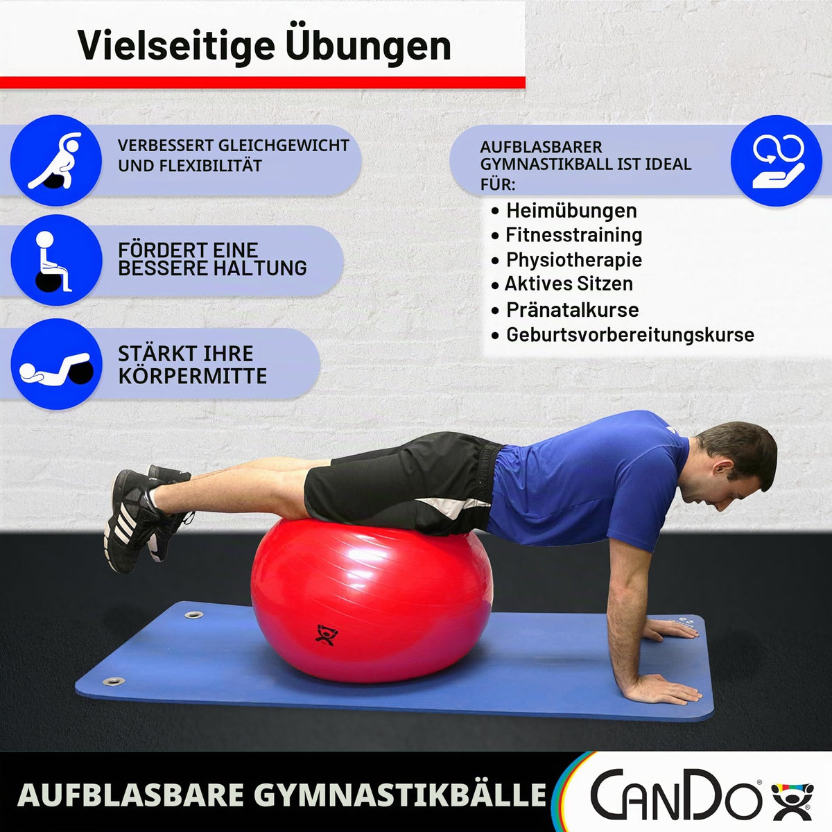 CanDo Gymnastikball 30-1800 - Trainingsball - Sitzball, Durchmesser 30 cm, blau ,