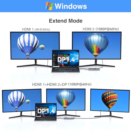 USB C Docking Station 2 Monitore, Laptop Dockingstation Triple Display