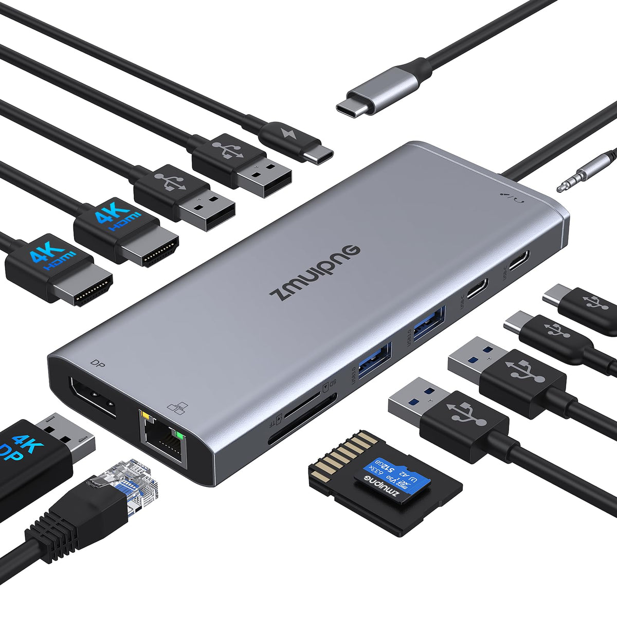 USB C Docking Station 2 Monitore, Laptop Dockingstation Triple Display