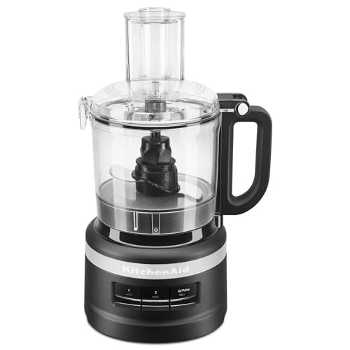 KitchenAid Food Processor - Kompakter Küchenmaschine mit 2 geschwindigkeitsstufen und Pulsfunktion - Zerkleinern, Kneten, Reiben und Schneiden - BPA-Frei - 1,7L Schüssel - 250 W - Schwarz