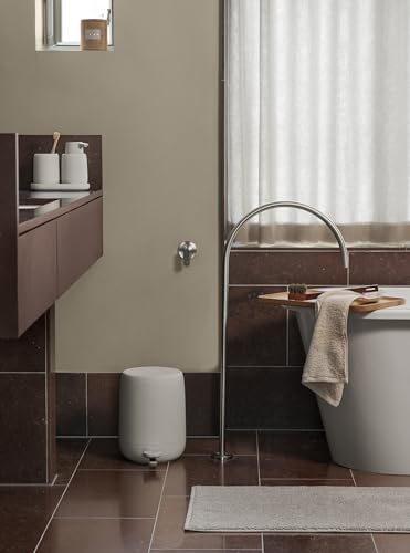 blomus Seifenspender -SONO- 250 ml aus Keramik | Handseifenspender in Beige | Ø8 x 14H cm |Farbe Moonbeam | Flüssigseifenspender mit Pumpkopf