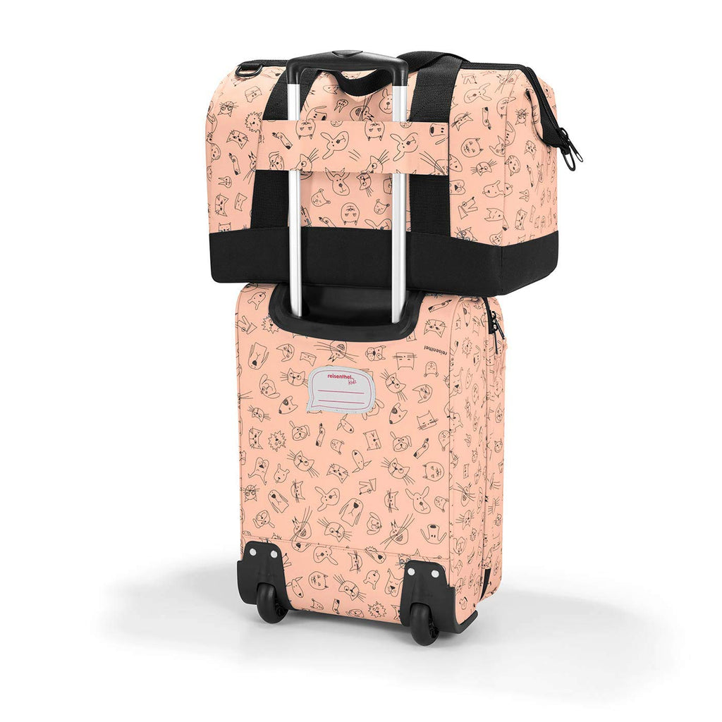 reisenthel Allrounder M Kids in Rosa mit süßem Tiermotiv – Kleine Reisetasche für Kinder – Mit Stecklasche für Reisetrolleys