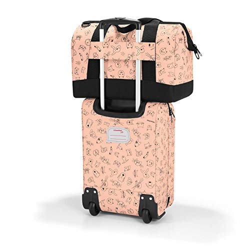 reisenthel Allrounder M Kids in Rosa mit süßem Tiermotiv – Kleine Reisetasche für Kinder – Mit Stecklasche für Reisetrolleys