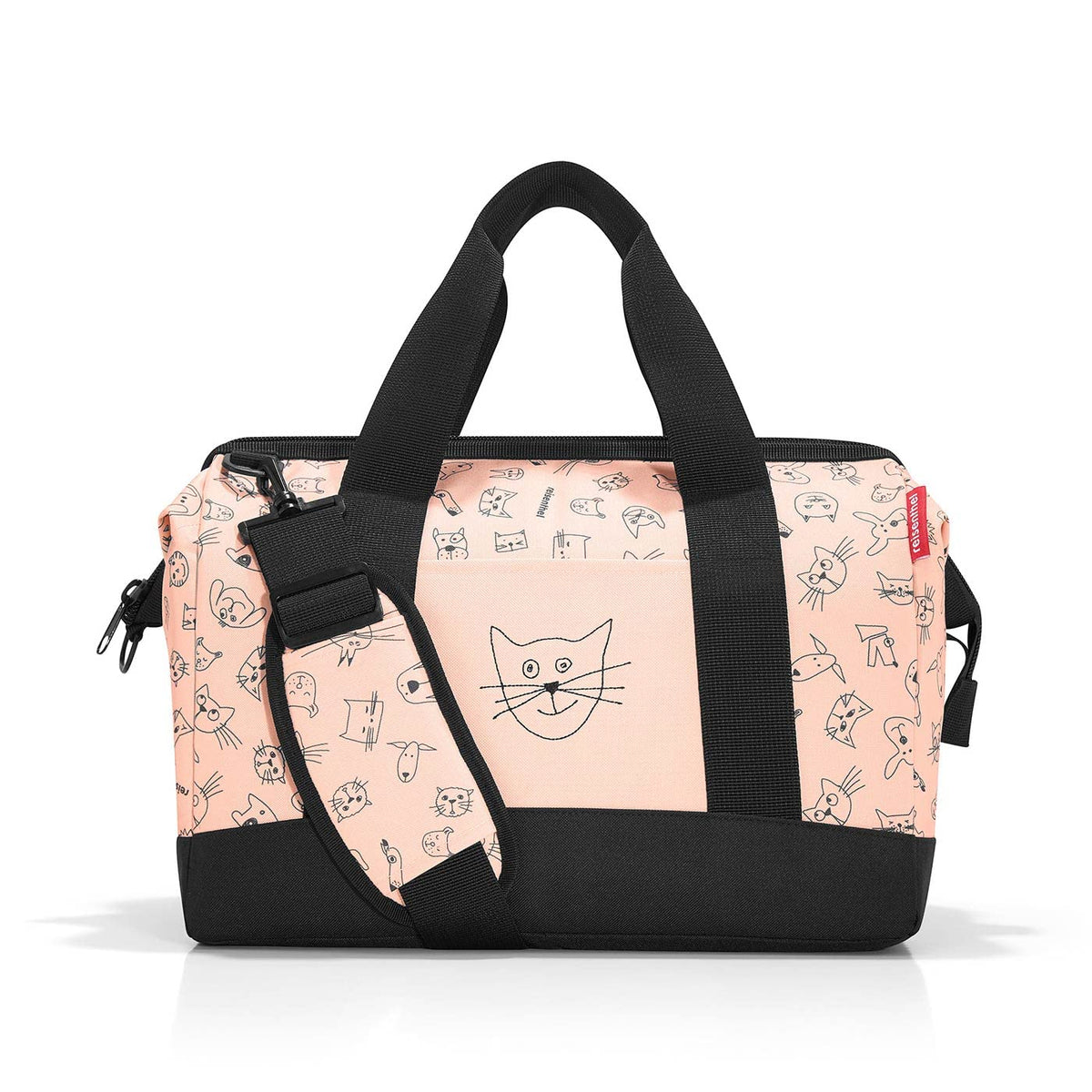 reisenthel Allrounder M Kids in Rosa mit süßem Tiermotiv – Kleine Reisetasche für Kinder – Mit Stecklasche für Reisetrolleys