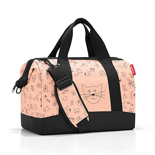 reisenthel Allrounder M Kids in Rosa mit süßem Tiermotiv – Kleine Reisetasche für Kinder – Mit Stecklasche für Reisetrolleys