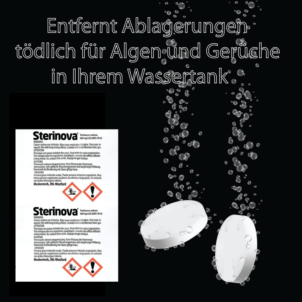Puritabs Maxi Vorteilspack Sterinova 30x Wasser Rudergerät Tabletten wie Waterrower, Skandika, Hammer, + LevinQ Handschuhe, Extra Konzentriert, Gegen Algen