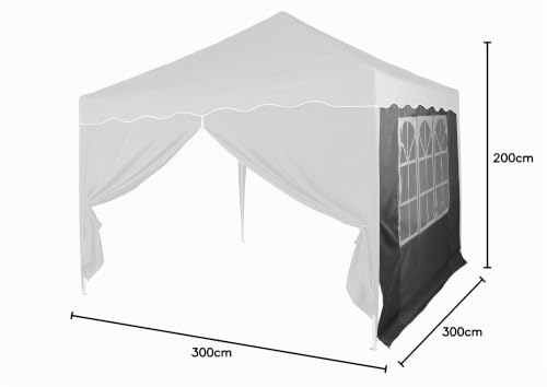 INSTENT Basic Seitenwand/Seitenteil für Pavillon 3 x 3 m mit Fenster oder Reißverschluss, wasserabweisend und atmungsaktiv, Farbauswahl, für Festzelt, Partyzelt