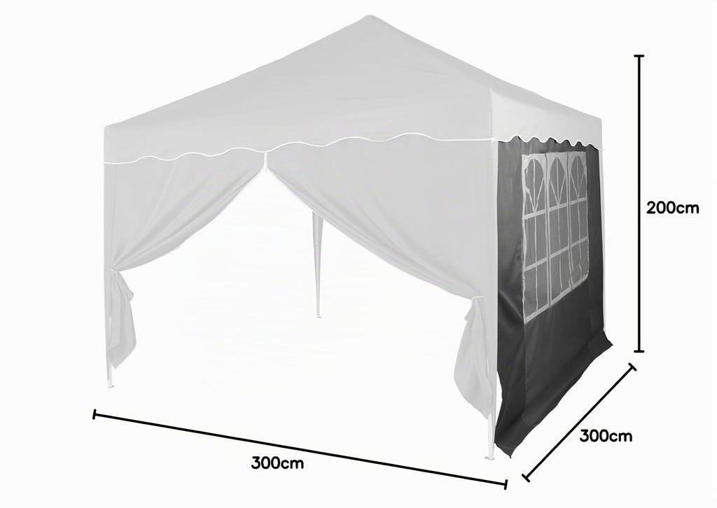INSTENT Basic Seitenwand/Seitenteil für Pavillon 3 x 3 m mit Fenster oder Reißverschluss, wasserabweisend und atmungsaktiv, Farbauswahl, für Festzelt, Partyzelt