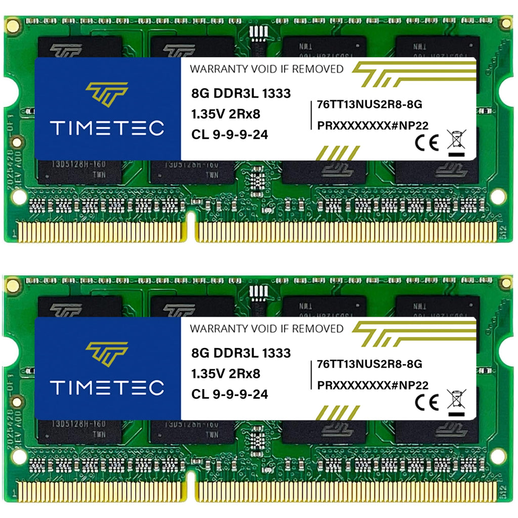 Timetec 16 GB KIT (2 x 8 GB) DDR3L 1333 MHz PC3-10600 Nicht-ECC ungepuffert 1,35 V CL9 2Rx8 Dual Rank 204 Pin SODIMM Laptop Notebook PC Computerspeicher RAM-Modul-Upgrade (16 GB KIT (2 x 8 GB))