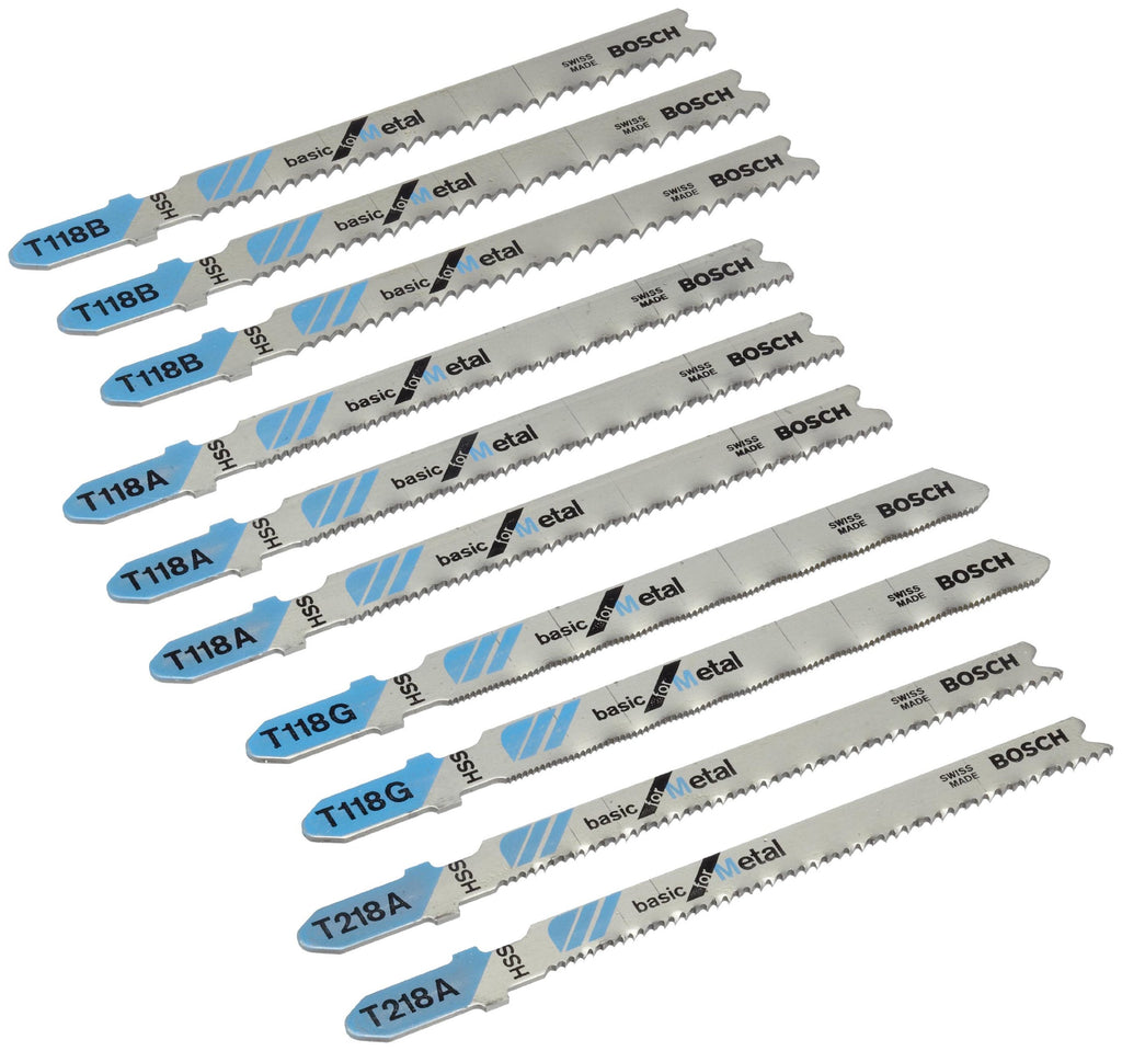 Bosch 10tlg. Stichsägeblatt-Set Basic for Metal (für Metall, Metallblech, Metallrohre und -profile, Professional Zubehör für Stichsägen)