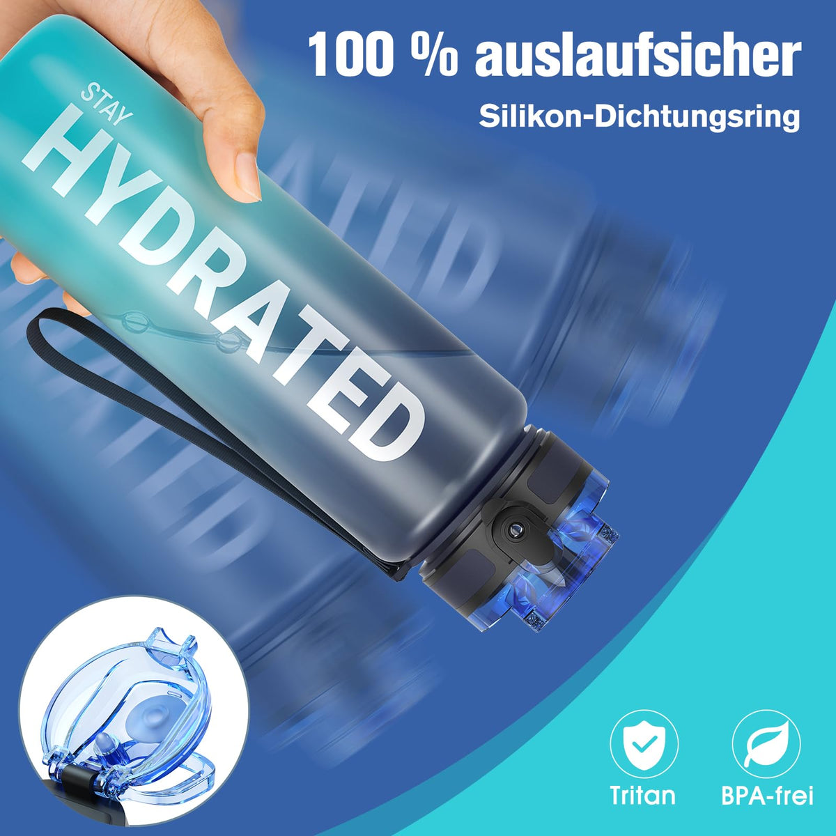 Sahara Sailor Trinkflasche, Tritan 1L/500ML/750ML Wasserflasche 1 Flasche