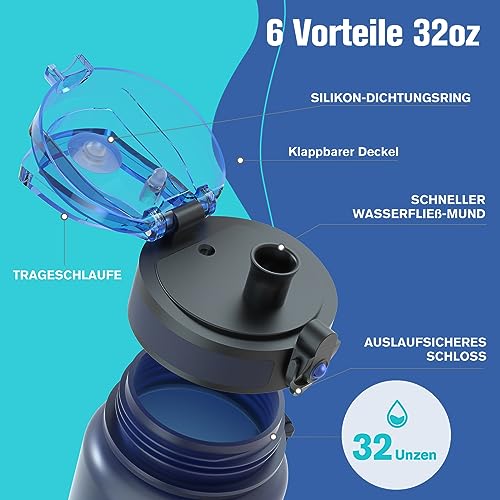 Sahara Sailor Trinkflasche, Tritan 1L/500ML/750ML Wasserflasche 1 Flasche