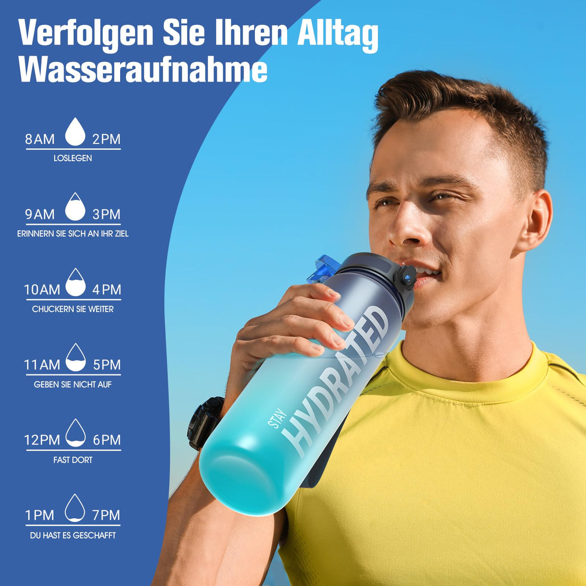 Sahara Sailor Trinkflasche, Tritan 1L/500ML/750ML Wasserflasche 1 Flasche
