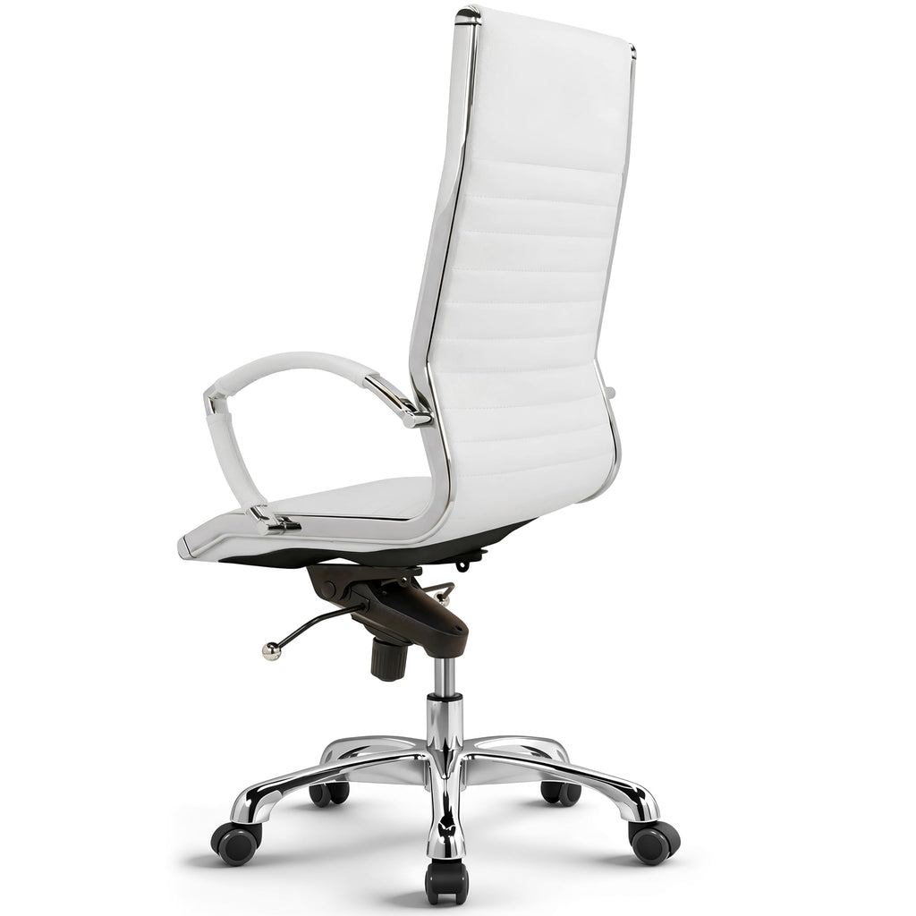 VERSEE Chefsessel Montreal aus Echtleder, Weiß, Sitzhöhe 46–54 cm