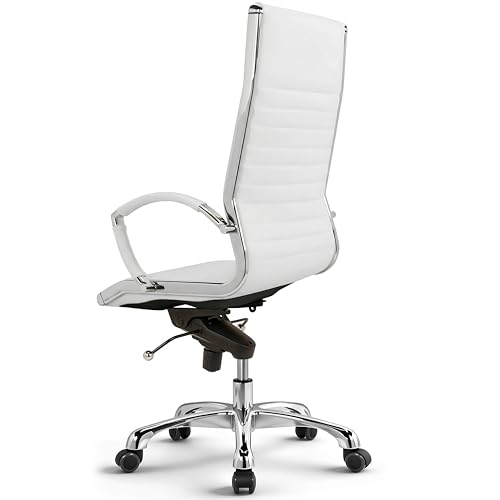 VERSEE Chefsessel Montreal aus Echtleder, Weiß, Sitzhöhe 46–54 cm