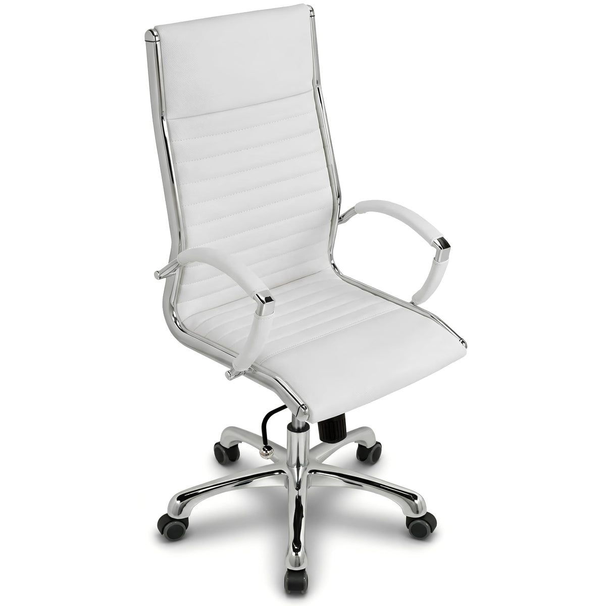 VERSEE Chefsessel Montreal aus Echtleder, Weiß, Sitzhöhe 46–54 cm