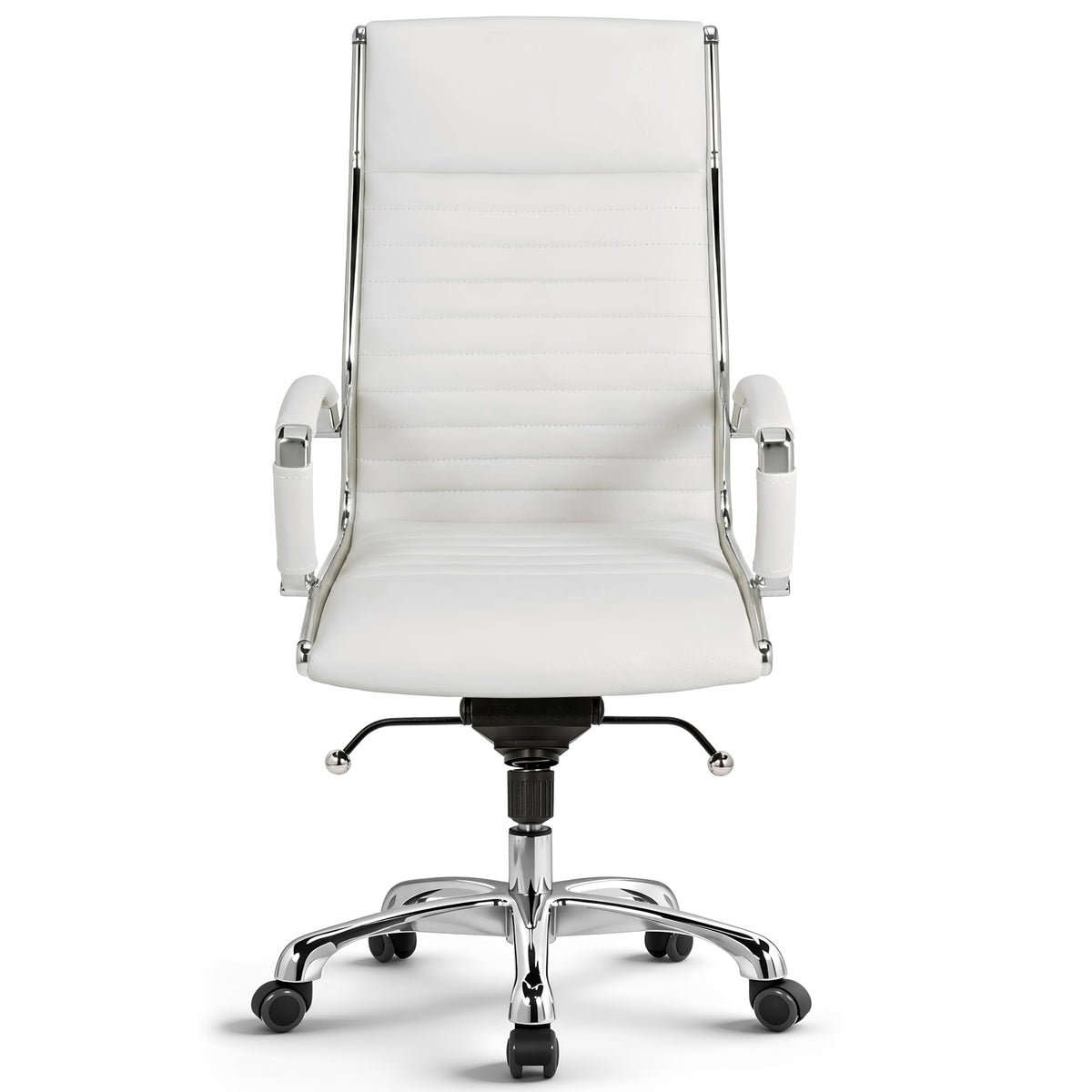 VERSEE Chefsessel Montreal aus Echtleder, Weiß, Sitzhöhe 46–54 cm