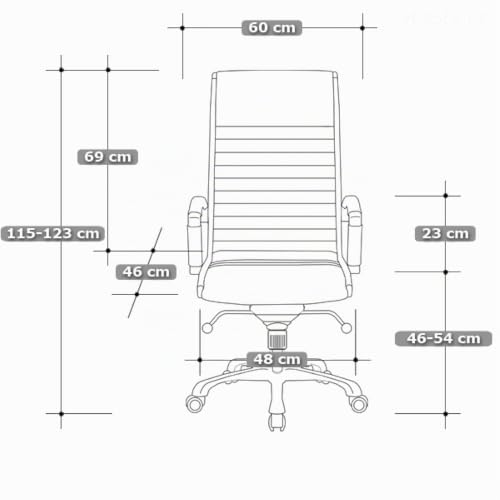 VERSEE Chefsessel Montreal aus Echtleder, Weiß, Sitzhöhe 46–54 cm
