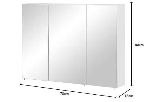 Schildmeyer Basic Spiegelschrank ohne Beleuchtung ‎134109, weiß Glanz, 100 cm