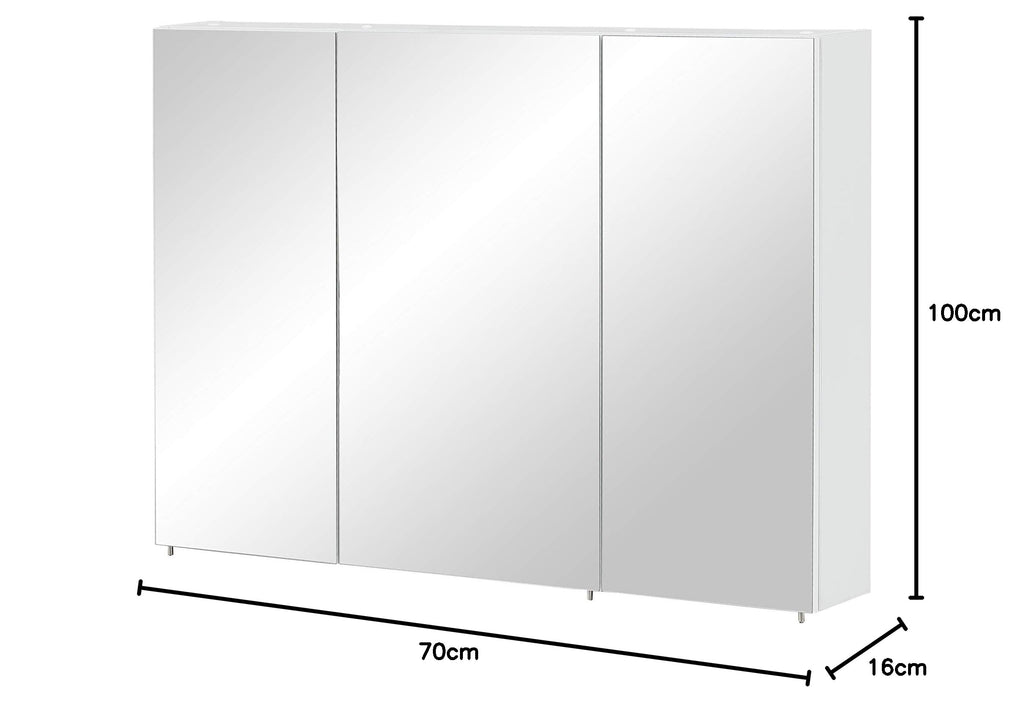 Schildmeyer Basic Spiegelschrank ohne Beleuchtung ‎134109, weiß Glanz, 100 cm