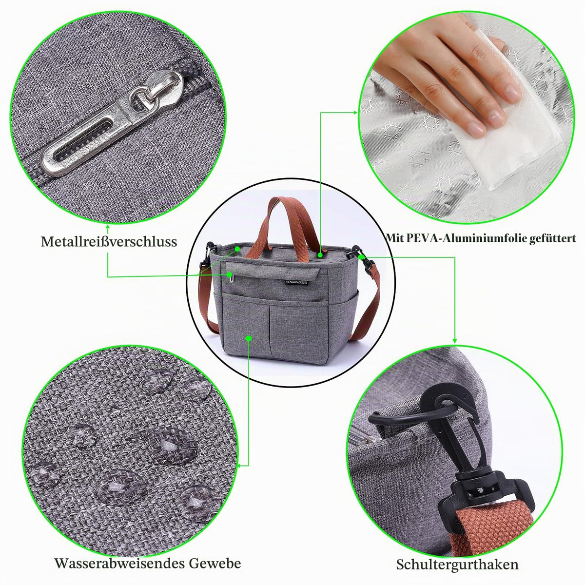 Lunchtasche,Kühltasche Klein lsoliertasche Picknicktasche Thermostasche Mittagessen Tasche Lunchbag Herren/Damen/Kinder für Büro, Schule und Picknick