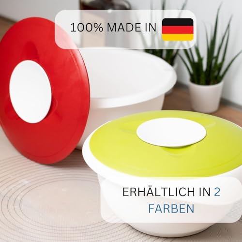 Westmark Rühr-/Backschüssel mit Spritzschutz, Deckel und Ausgießer, Kunststoff,Weiß/Rot, 3155227R Füllmenge: 3,5 L