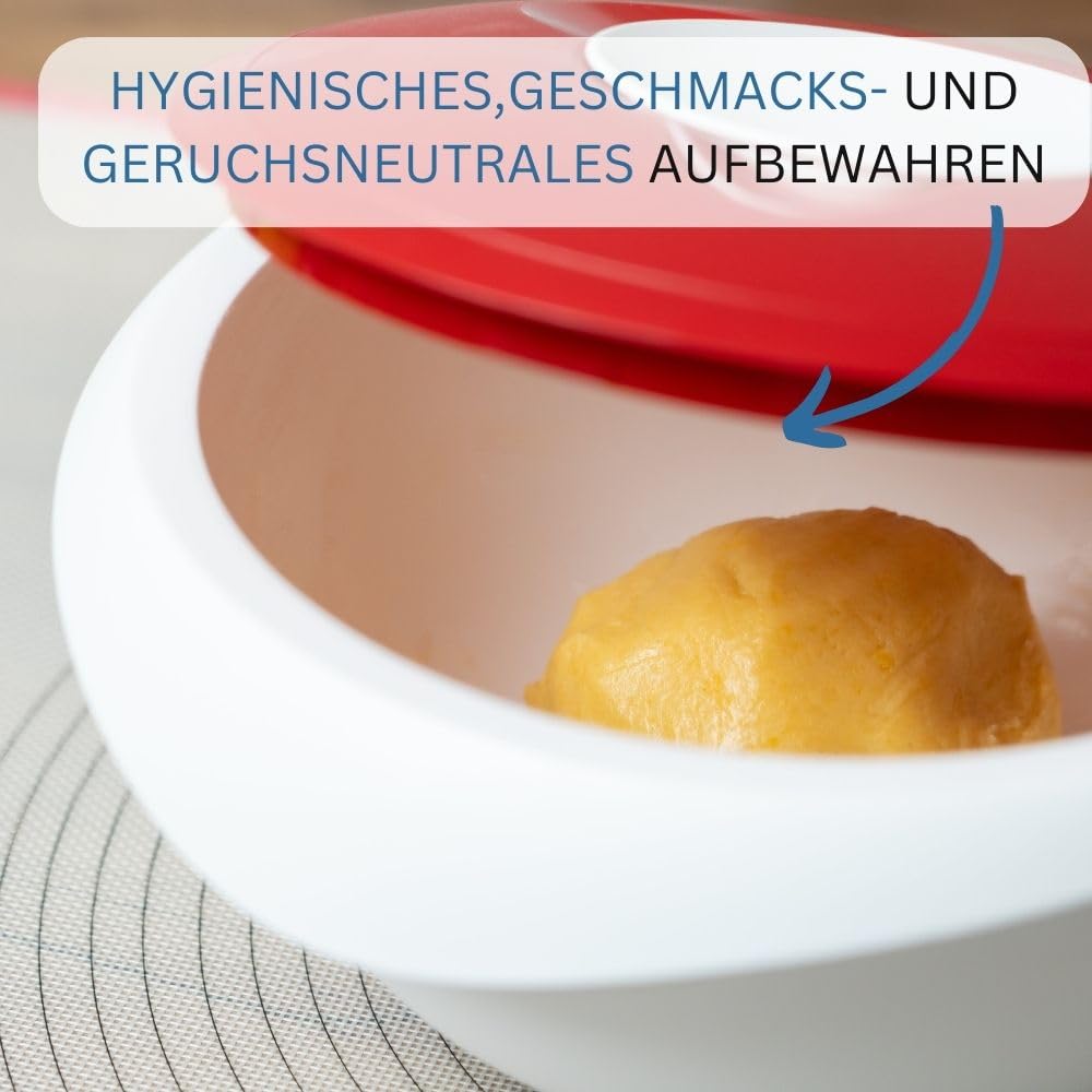 Westmark Rühr-/Backschüssel mit Spritzschutz, Deckel und Ausgießer, Kunststoff,Weiß/Rot, 3155227R Füllmenge: 3,5 L