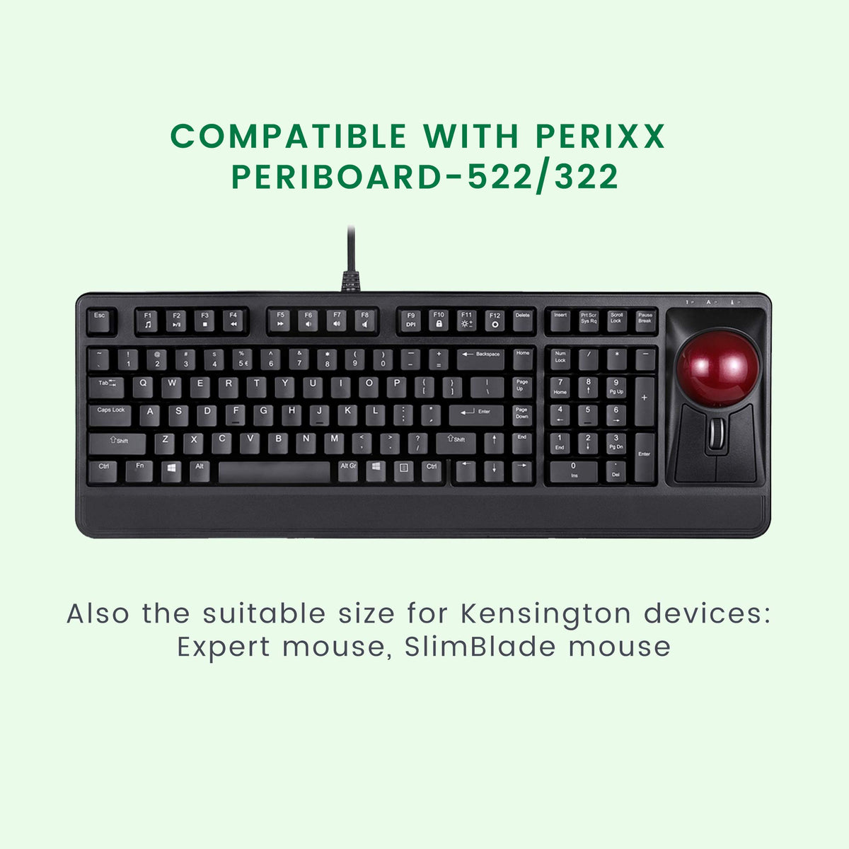 Perixx PERIPRO-304 55 mm Trackball - Glänzend - Rot - Kompatibel mit anderen Trackball Mäusen