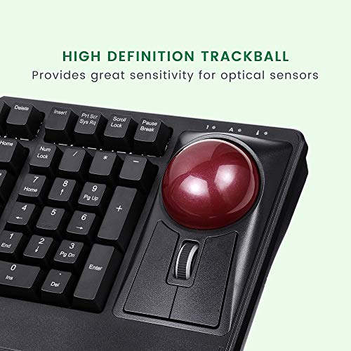 Perixx PERIPRO-304 55 mm Trackball - Glänzend - Rot - Kompatibel mit anderen Trackball Mäusen