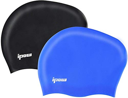 ipow Hochwertige Silikon Badekappe Bademütze Badehaube für Lange Haare gesund und warm Swin Cap