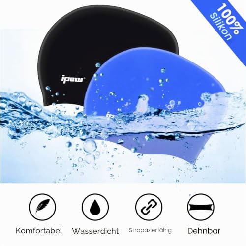 ipow Hochwertige Silikon Badekappe Bademütze Badehaube für Lange Haare gesund und warm Swin Cap