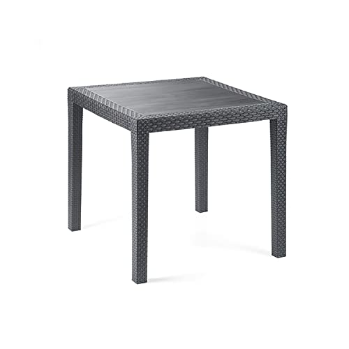 Gartentisch Rattan Optik ohne Schirmloch Tisch schwarz 79 x 79 cm Bistrotisch Beistelltisch