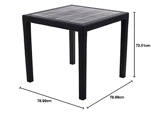 Gartentisch Rattan Optik ohne Schirmloch Tisch schwarz 79 x 79 cm Bistrotisch Beistelltisch