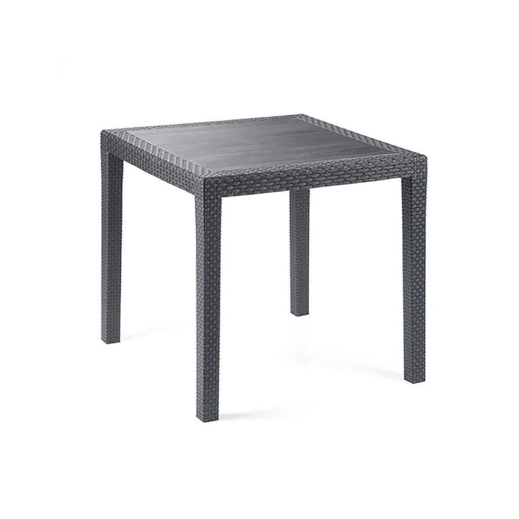 Gartentisch Rattan Optik ohne Schirmloch Tisch schwarz 79 x 79 cm Bistrotisch Beistelltisch