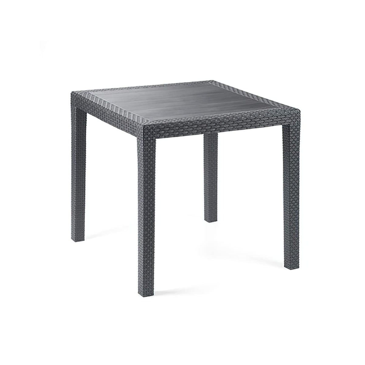 Gartentisch Rattan Optik ohne Schirmloch Tisch schwarz 79 x 79 cm Bistrotisch Beistelltisch