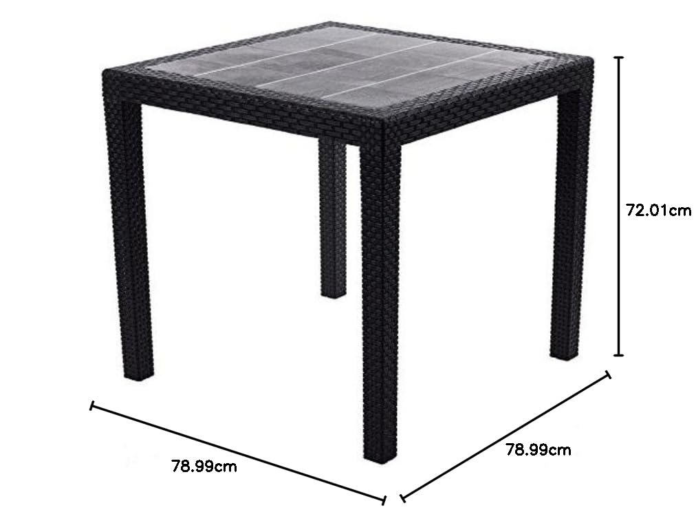 Gartentisch Rattan Optik ohne Schirmloch Tisch schwarz 79 x 79 cm Bistrotisch Beistelltisch