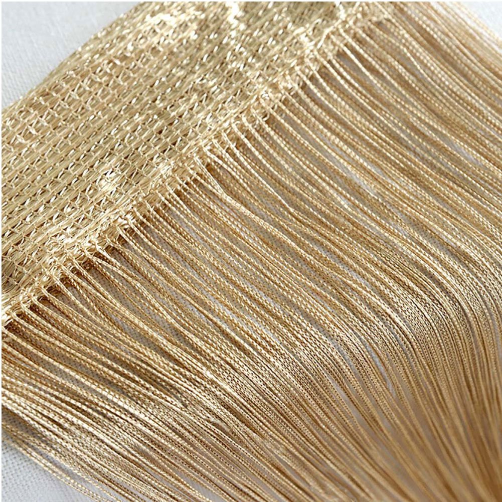 Tür-Vorhang / Wandpaneel mit Fransen, für Fenster, Zuhause, Terrasse, Schlafzimmer, Hochzeit, Restaurant idealer Raumteiler, dekorative Quaste, Polyester, champagnerfarben, 100_x_200_cm
