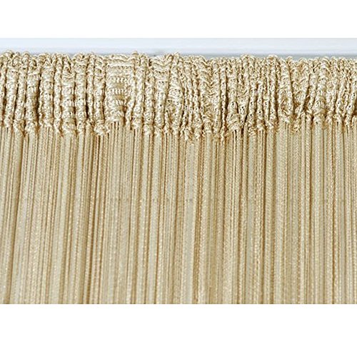 Tür-Vorhang / Wandpaneel mit Fransen, für Fenster, Zuhause, Terrasse, Schlafzimmer, Hochzeit, Restaurant idealer Raumteiler, dekorative Quaste, Polyester, champagnerfarben, 100_x_200_cm
