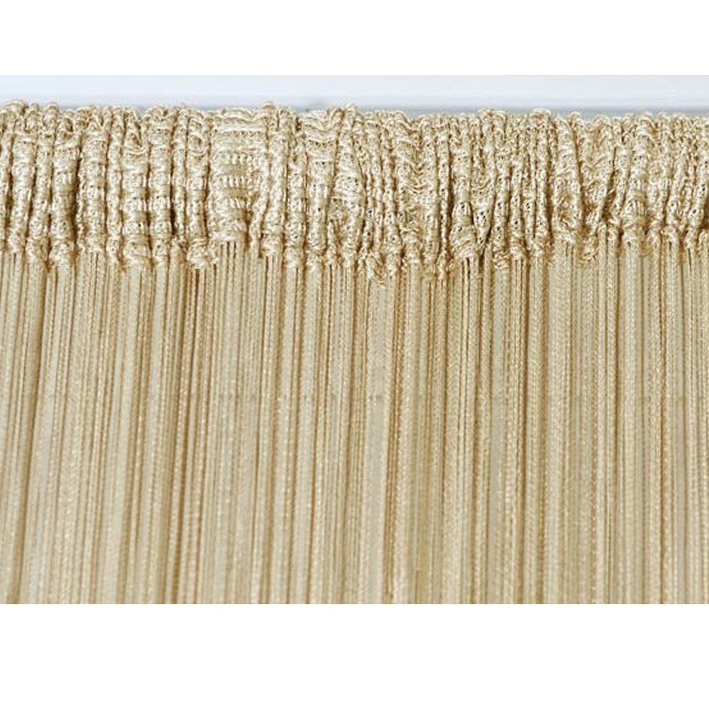 Tür-Vorhang / Wandpaneel mit Fransen, für Fenster, Zuhause, Terrasse, Schlafzimmer, Hochzeit, Restaurant idealer Raumteiler, dekorative Quaste, Polyester, champagnerfarben, 100_x_200_cm