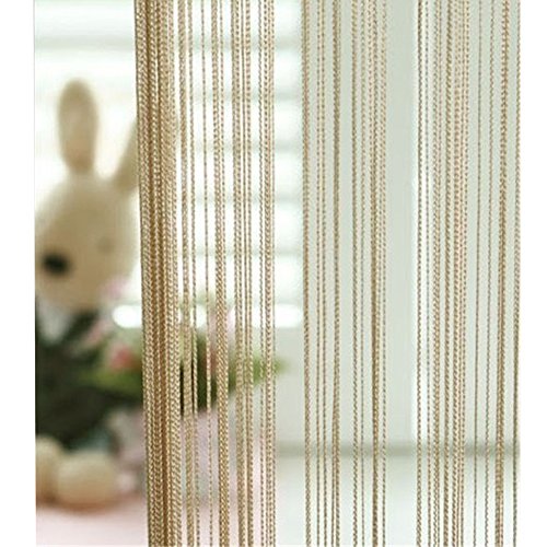 Tür-Vorhang / Wandpaneel mit Fransen, für Fenster, Zuhause, Terrasse, Schlafzimmer, Hochzeit, Restaurant idealer Raumteiler, dekorative Quaste, Polyester, champagnerfarben, 100_x_200_cm