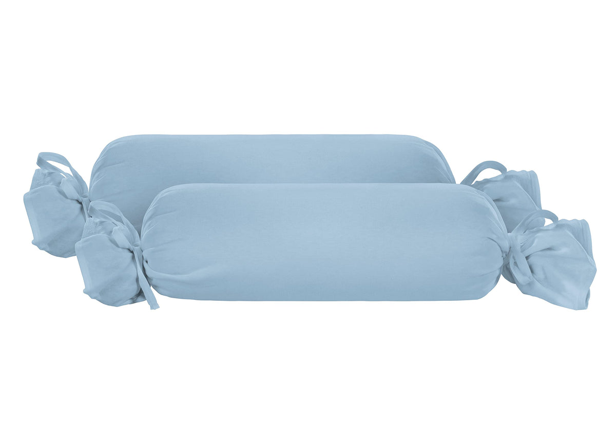 biberna Nackenrollenbezug Kissenbezug 15x40 cm, 2er Set blau | Jersey Baumwolle | Reißverschluss | weich & bügelleicht | Oeko-TEX Standard 100 | Doppelpack | Modell 0077144