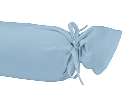 biberna Nackenrollenbezug Kissenbezug 15x40 cm, 2er Set blau | Jersey Baumwolle | Reißverschluss | weich & bügelleicht | Oeko-TEX Standard 100 | Doppelpack | Modell 0077144