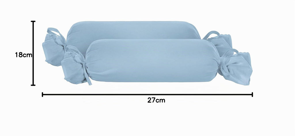 biberna Nackenrollenbezug Kissenbezug 15x40 cm, 2er Set blau | Jersey Baumwolle | Reißverschluss | weich & bügelleicht | Oeko-TEX Standard 100 | Doppelpack | Modell 0077144