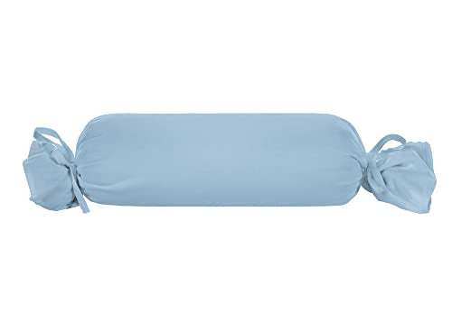biberna Nackenrollenbezug Kissenbezug 15x40 cm, 2er Set blau | Jersey Baumwolle | Reißverschluss | weich & bügelleicht | Oeko-TEX Standard 100 | Doppelpack | Modell 0077144