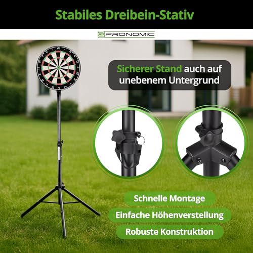 Pronomic DA-45S Ständer für Dartscheibe - Dartboard Halterung - Dartständer aus Stahl - Stufenlos höhenverstellbar