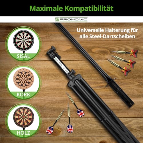 Pronomic DA-45S Ständer für Dartscheibe - Dartboard Halterung - Dartständer aus Stahl - Stufenlos höhenverstellbar